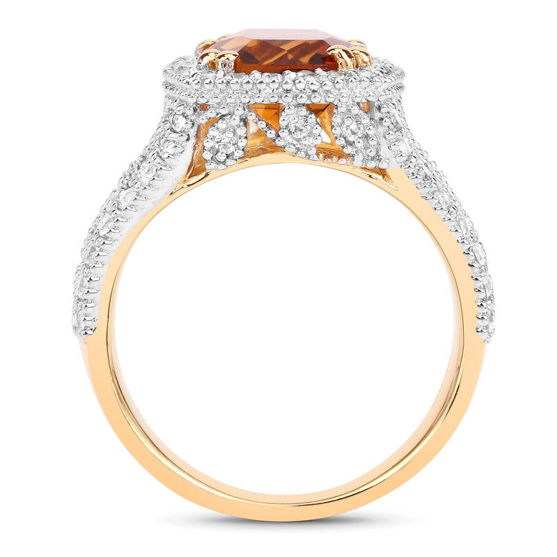 Bids.com 3.71 Carat Genuine Citrine and White Topaz .925 Sterling Silver Ring Rings White Smoke size 7.00,size 6.00,size 8.00,size 9.00,size 5.00,size 10.00