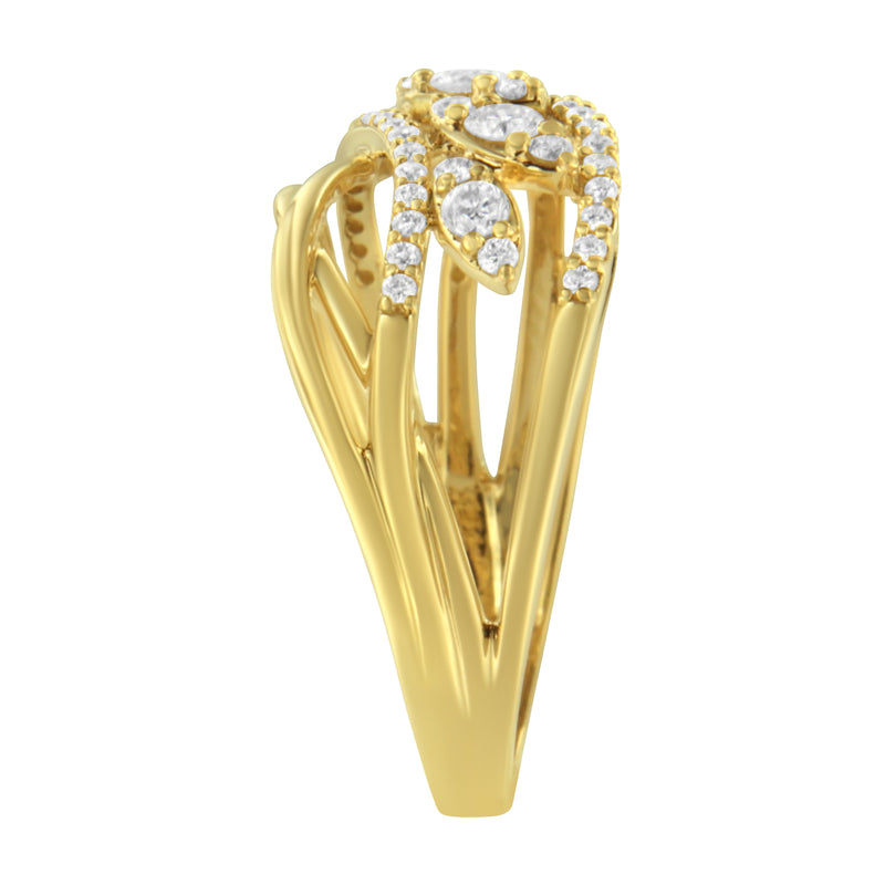 Bids.com 10K Yellow Gold 1/2 Cttw Round-Cut Multi Row Diamond Split Shank Cocktail Ring (H-I Color, SI2-I1 Clarity) - Size 7 Rings White Smoke 9 / Yellow.Gold,8 / Yellow.Gold,6 / Yellow.Gold,7 / Yellow.Gold,5 / Yellow.Gold,10 / Yellow.Gold