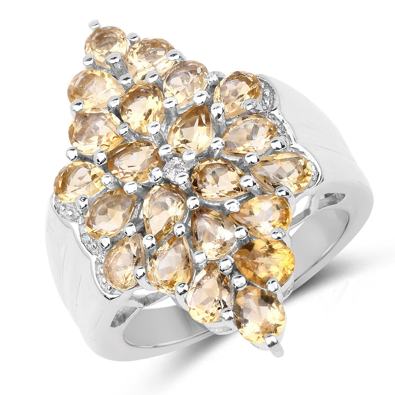 Bids.com 3.54 Carat Genuine Citrine and White Topaz .925 Sterling Silver Ring Rings White Smoke size 8.00,size 6.00,size 7.00,size 9.00