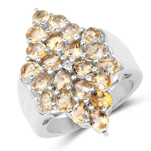 Bids.com 3.54 Carat Genuine Citrine and White Topaz .925 Sterling Silver Ring Rings White Smoke size 8.00,size 6.00,size 7.00,size 9.00