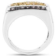 Bids.com 0.63 Carat Genuine Champagne Diamond and Yellow Diamond .925 Sterling Silver Ring Rings White Smoke size 6.00,size 7.00,size 8.00,size 9.00