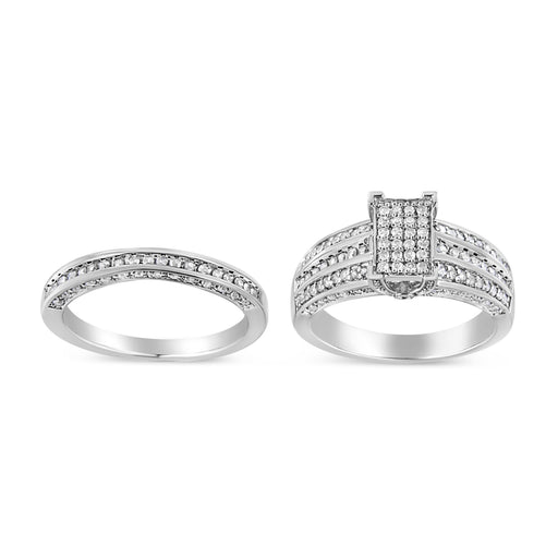 Bids.com .925 Sterling Silver 3/4 Cttw Prong Set Round Diamond Composite Engagement Ring and Band Set (I-J Color, I3 Clarity) - Size 6.5 Rings White Smoke 8 / White.Sterling Silver,7.5 / White.Sterling Silver,6.5 / White.Sterling Silver,7 / White.Sterling Silver,6 / White.Sterling Silver,9 / White.Sterling Silver,5 / White.Sterling Silver,10 / White.Sterling Silver,11 / White.Sterling Silver,12 / White.Ster