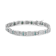 Bids.com 14K White Gold Princess-Cut white and Blue Diamond 3.00 cttw Fashion Link Bracelet (H-I Color, SI1-SI2 Clarity) Bracelets White Smoke White.Gold / 7