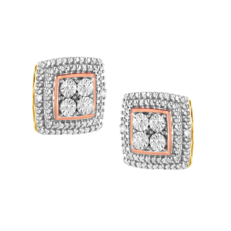 Bids.com 10K Yellow, White, and Rose Gold Plated Sterling Silver Diamond Accent Earrings (I-J Clarity, I3 Color) Earrings White Smoke YellowWhiteRose.Sterling Silver / 0.02,White.Sterling Silver / 0.02