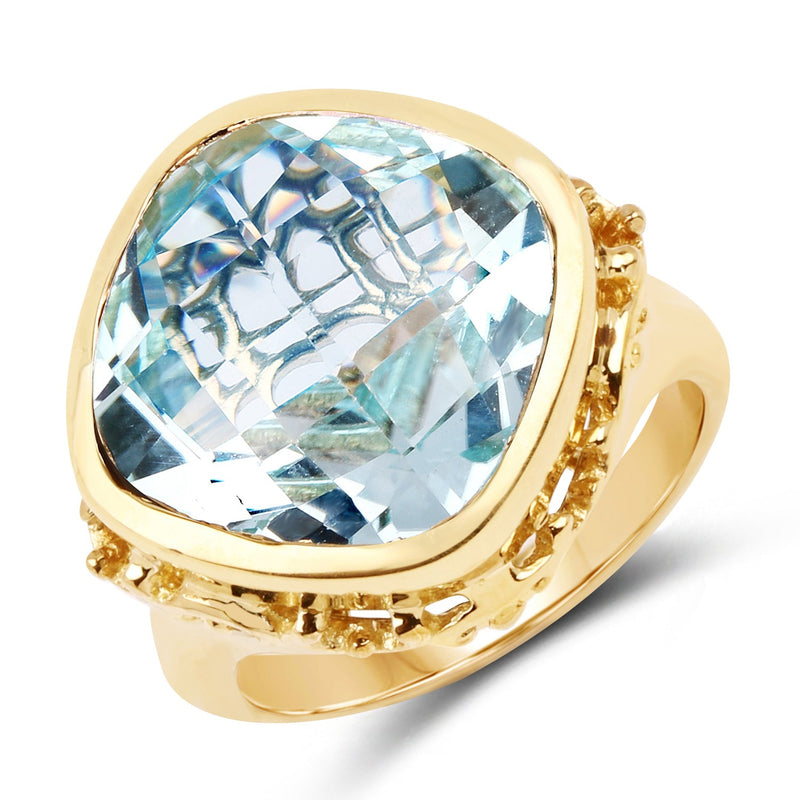 Bids.com 12.79 Carat Genuine Blue Topaz .925 Sterling Silver Ring Rings White Smoke size 6.00,size 8.00,size 7.00,size 9.00,size 5.00