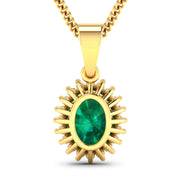 Bids.com 1.13 Carat Genuine Zambian Emerald and White Diamond 14K Yellow Gold Pendant Pendants White Smoke