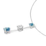 Bids.com 14K White Gold 1 1/2 cttw White and Treated Blue Diamond Pendant Necklace (H-I, I1-I2) Necklaces White Smoke White.Gold / 18