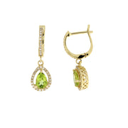 Bids.com .88ct Peridot Diamond Dangle Earrings 14KT Yellow Gold Earrings White Smoke