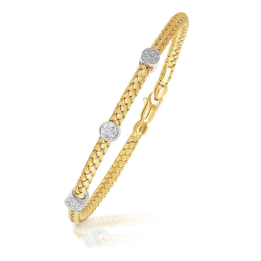 Bids.com 14k Two-Tone Gold Diamond Accent Station Basket Weave Bracelet Bracelets White Smoke 7.25 / Two-Tone Gold,One / Two-Tone Gold