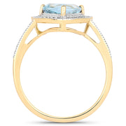 Bids.com 1.58 Carat Genuine Aquamarine and White Diamond 14K Yellow Gold Ring Rings White Smoke size 6.00,size 7.00,size 8.00