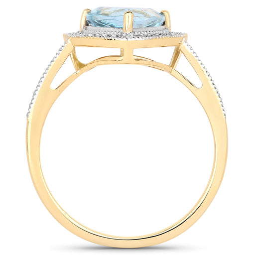 Bids.com 1.58 Carat Genuine Aquamarine and White Diamond 14K Yellow Gold Ring Rings White Smoke size 6.00,size 7.00,size 8.00