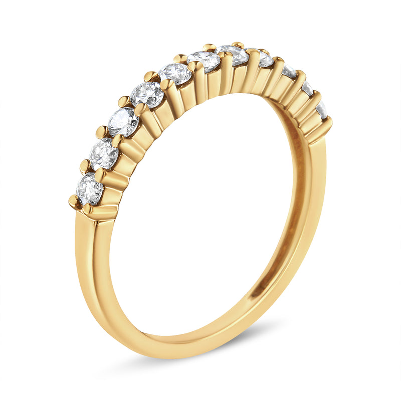 Bids.com IGI Certified 1/2 Cttw Diamond 10K Yellow Gold Prong Set Fluted Band Style Wedding Ring (J-K Color, I1-I2 Clarity) - Size 7 Rings White Smoke 7 / Yellow.Gold,6 / Yellow.Gold,8 / Yellow.Gold,9 / Yellow.Gold