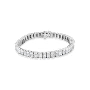 Bids.com 14K White Gold 5.00 Cttw Invisible Set Princess-Cut Diamond Belt and Buckle Tennis 7" Bracelet (H-I Color, SI1-SI2 Clarity) Bracelets White Smoke White.Gold / 7