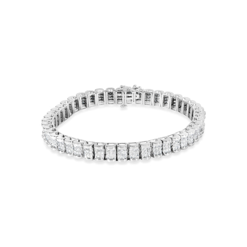 Bids.com 14K White Gold 5.00 Cttw Invisible Set Princess-Cut Diamond Belt and Buckle Tennis 7" Bracelet (H-I Color, SI1-SI2 Clarity) Bracelets White Smoke White.Gold / 7