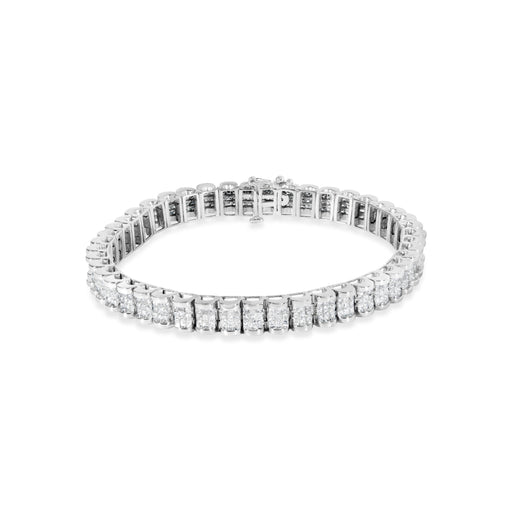 Bids.com 14K White Gold 5.00 Cttw Invisible Set Princess-Cut Diamond Belt and Buckle Tennis 7" Bracelet (H-I Color, SI1-SI2 Clarity) Bracelets White Smoke White.Gold / 7