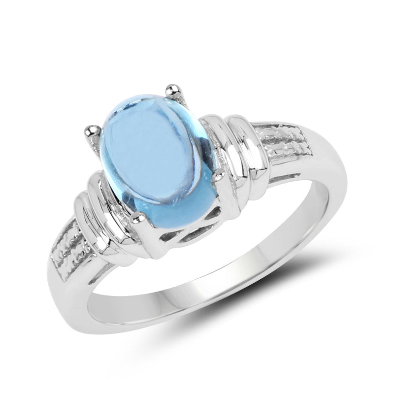 Bids.com 2.10 Carat Genuine Swiss Blue Topaz .925 Sterling Silver Ring Rings White Smoke size 7.00,size 9.00,size 6.00,size 8.00,size 5.00