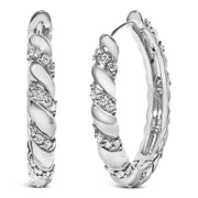 Bids.com 14K White Gold 1 1/5 Cttw Lab Grown Diamond Swirl Design 1" Inch Hoop Earrings (F-G Color, VS1-VS2 Clarity) Earrings White Smoke White.Gold / 1.2