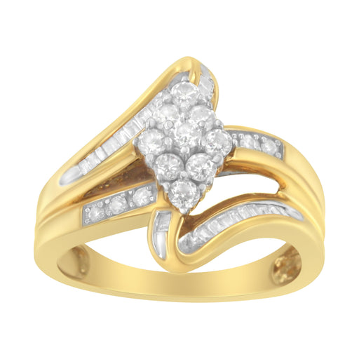 Bids.com 10K Yellow Gold 1/2 cttw Diamond Cluster Cocktail Ring (J-K Clarity, I1-I2 Color) - Size 7 Rings White Smoke 7 / Yellow.Gold,8 / Yellow.Gold,9 / Yellow.Gold,6 / Yellow.Gold