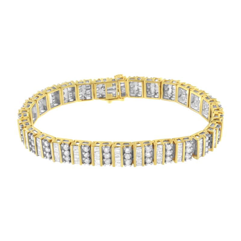 Bids.com 14K Yellow Gold 5.50 Cttw Round and Baguette Diamond Link Bracelet Bracelets White Smoke Yellow.Gold / 7
