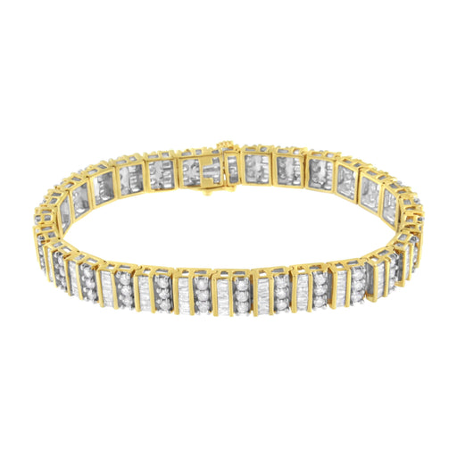 Bids.com 14K Yellow Gold 5.50 Cttw Round and Baguette Diamond Link Bracelet Bracelets White Smoke Yellow.Gold / 7