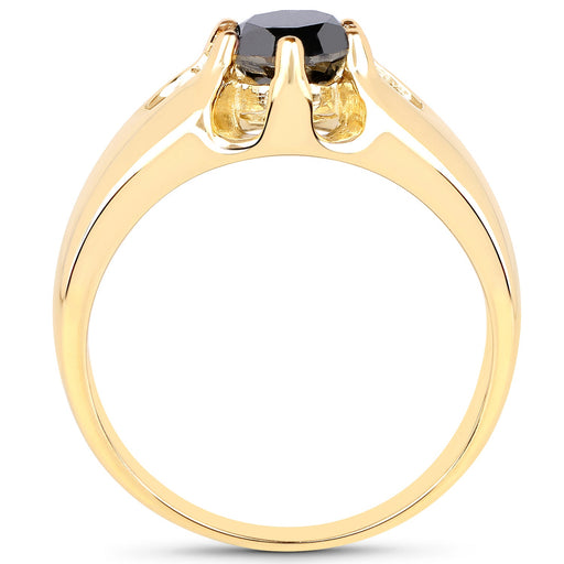 Bids.com 14K Yellow Gold Plated 1.00 Carat Genuine Black Diamond .925 Sterling Silver Ring Rings White Smoke size 8.00,size 9.00,size 9.50,size 6.00,size 7.00,size 5.00