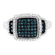 Bids.com Black Rhodium Plated .925 Sterling Silver 1/2 Cttw White & Blue Diamond Square Halo Cocktail Ring (Fancy Blue & H-I Color, I2-I3 Clarity) - SIze 6 Rings White Smoke 7 / White.Sterling Silver,8.5 / White.Sterling Silver,8 / White.Sterling Silver,7.5 / White.Sterling Silver,6.5 / White.Sterling Silver,6 / White.Sterling Silver