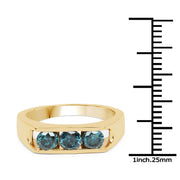 Bids.com 14K Yellow Gold Plated 0.90 Carat Genuine Blue Diamond .925 Sterling Silver Ring Rings White Smoke size 9.00,size 6.00,size 7.00,size 8.00