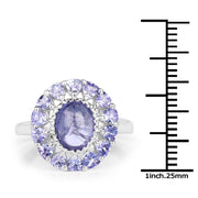 Bids.com 3.85 Carat Genuine Tanzanite .925 Sterling Silver Ring Rings White Smoke size 7.00,size 6.00,size 8.00,size 9.00