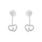 Bids.com .925 Sterling Silver 1/4 Cttw Diamond Swirl Heart Front/Back Earrings (I-J Color, I2-I3 Clarity) Earrings White Smoke White.Sterling Silver / 0.26