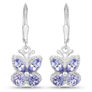Bids.com 2.08 Carat Genuine Tanzanite .925 Sterling Silver Earrings Earrings White Smoke