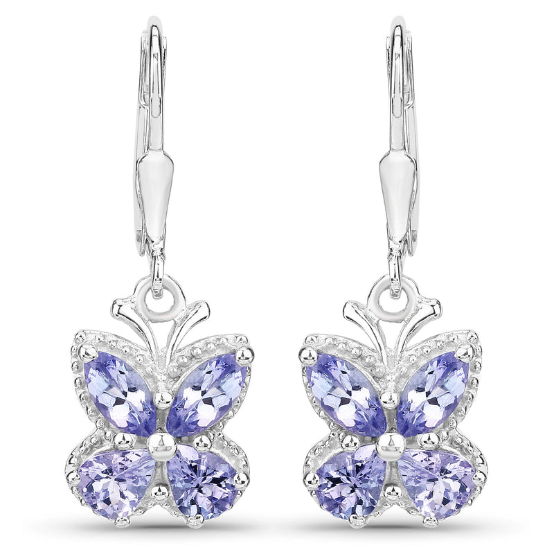 Bids.com 2.08 Carat Genuine Tanzanite .925 Sterling Silver Earrings Earrings White Smoke