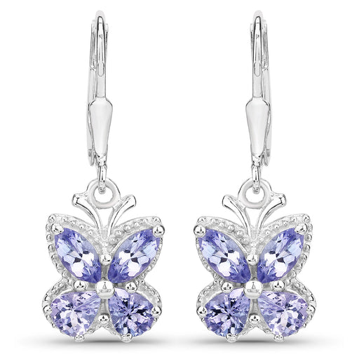 Bids.com 2.08 Carat Genuine Tanzanite .925 Sterling Silver Earrings Earrings White Smoke
