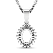 Bids.com 0.13 Carat Genuine White Diamond 14K White Gold Semi Mount Pendant - holds 8x6mm Oval Gemstone Pendants White Smoke