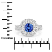 Bids.com 1.96 Carat Genuine Blue Sapphire and White Diamond 18K White Gold Ring Rings White Smoke size 6.00,size 7.00,size 8.00,size 9.00