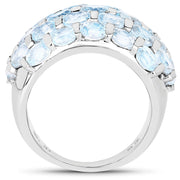 Bids.com 5.51 Carat Genuine Blue Topaz .925 Sterling Silver Ring Rings White Smoke size 7.00,size 6.00,size 8.00,size 9.00