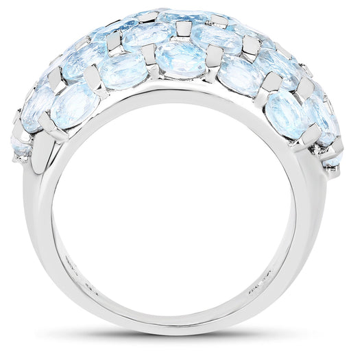 Bids.com 5.51 Carat Genuine Blue Topaz .925 Sterling Silver Ring Rings White Smoke size 7.00,size 6.00,size 8.00,size 9.00