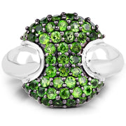 Bids.com 1.82 Carat Genuine Chrome Diopside .925 Sterling Silver Ring Rings White Smoke size 5.00,size 7.00,size 8.00,size 9.00,size 6.00