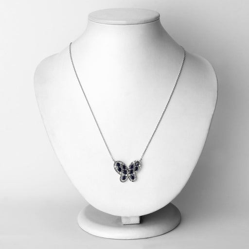 Bids.com 2.16 Carat Genuine Blue Sapphire and White Zircon .925 Sterling Silver Necklace Necklaces White Smoke