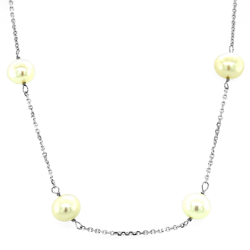 Bids.com 14k White Gold Necklace with White Pearls Necklaces White Smoke 16 / White Gold,18 / White Gold