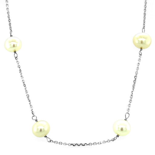 Bids.com 14k White Gold Necklace with White Pearls Necklaces White Smoke 16 / White Gold,18 / White Gold