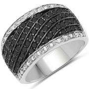 Bids.com 0.79 Carat Genuine Black Diamond and White Diamond .925 Sterling Silver Ring Rings White Smoke size 6.00,size 8.00,size 7.00,size 9.00