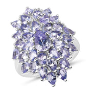 Bids.com 5.27 Carat Genuine Tanzanite .925 Sterling Silver Ring Rings White Smoke Size 6.00,size 7.00,Size 8.00,Size 9.00