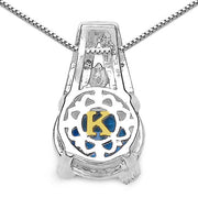 Bids.com 4.94 Carat Genuine Swiss Blue Topaz, Blue Diamond & White Diamond .925 Sterling Silver Pendant Pendants White Smoke