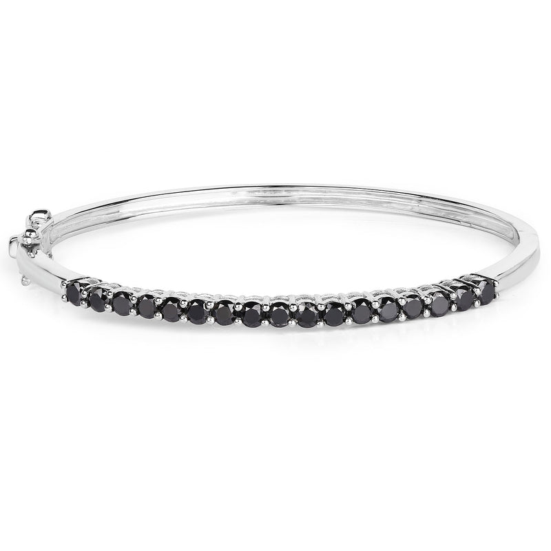 Bids.com 2.50 Carat Genuine Black Diamond .925 Sterling Silver Bangle Bracelets White Smoke size 7.50