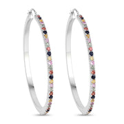 Bids.com 2.24 Carat Genuine Multi Sapphire .925 Sterling Silver Earrings Earrings White Smoke