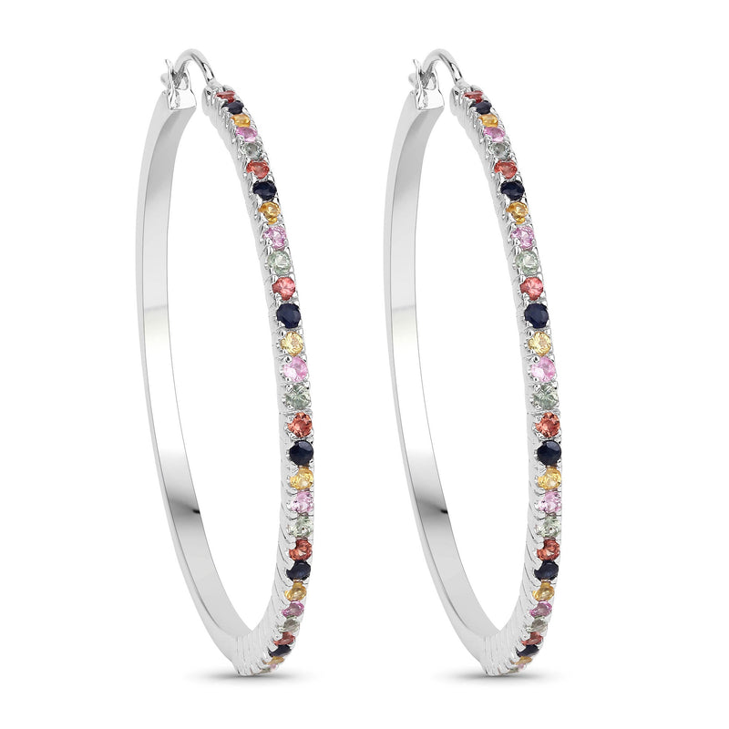 Bids.com 2.24 Carat Genuine Multi Sapphire .925 Sterling Silver Earrings Earrings White Smoke