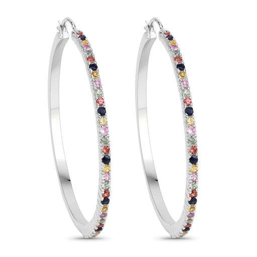 Bids.com 2.24 Carat Genuine Multi Sapphire .925 Sterling Silver Earrings Earrings White Smoke