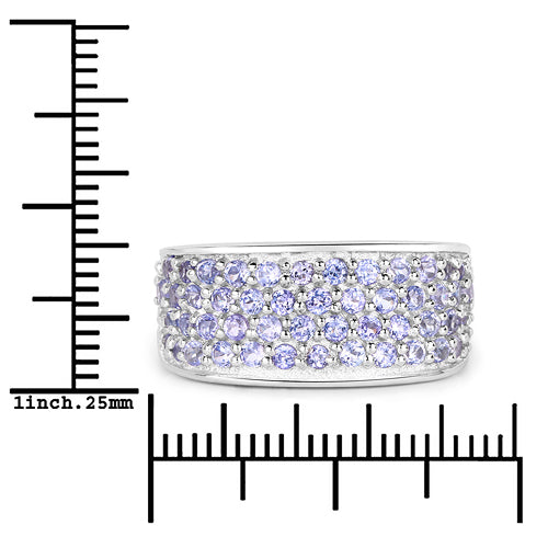 Bids.com 1.42 Carat Genuine Tanzanite .925 Sterling Silver Ring Rings White Smoke size 7.00,size 6.00,size 8.00,size 9.00