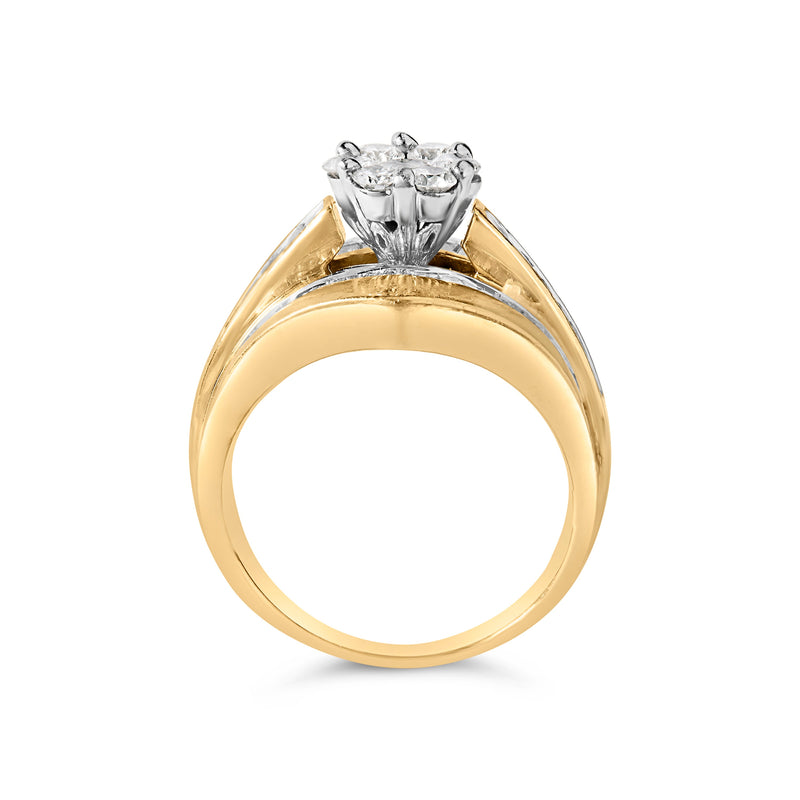 Bids.com 14K Yellow Gold 2-1/3 Cttw Diamond Cluster Channel Set Chevron Shaped Engagement Ring (H-I Color, SI1-SI2 Clarity) - Ring Size 7 Rings White Smoke 7 / Yellow.Gold,9 / Yellow.Gold,6 / Yellow.Gold,8 / Yellow.Gold,10 / Yellow.Gold,5.5 / Yellow.Gold,6.5 / Yellow.Gold,7.5 / Yellow.Gold,9.5 / Yellow.Gold,8.5 / Yellow.Gold