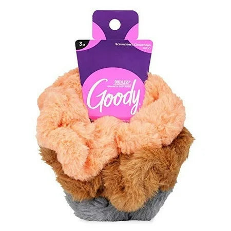 Goody Goody Trendy Fur Scrunchies - 3 ct Hair Accessories White Smoke